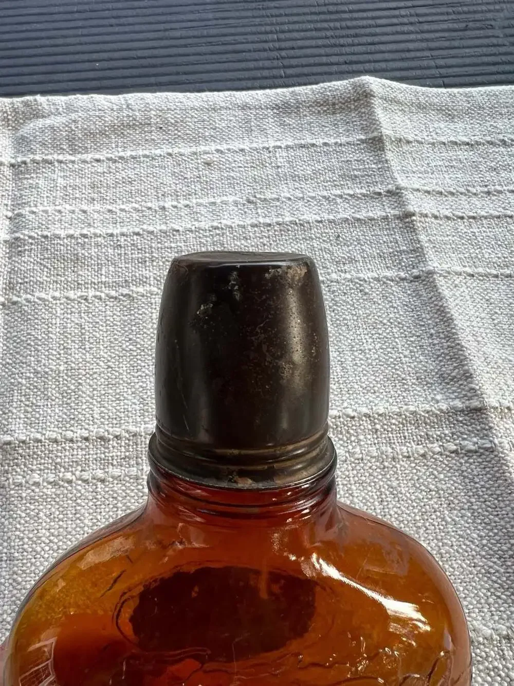 Vintage Paul Jones Spiritus Frumenti Embossed Amber Whiskey Flask